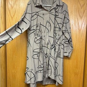 Chic Abstract Black and Brown Blouse